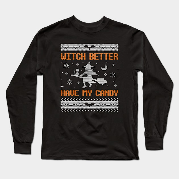 Halloween Ugly Sweater Long Sleeve T-Shirt by MONMON-75